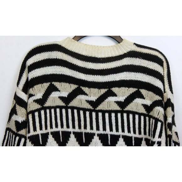 VG 90s D.D. Sloane Sweater Cardigan sz S Black White Fashion Warm Hand Knit - Picture 6 of 10